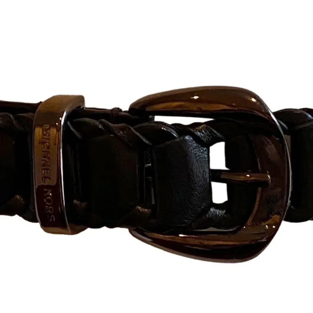 Michael Kors Black Leather Link Belt